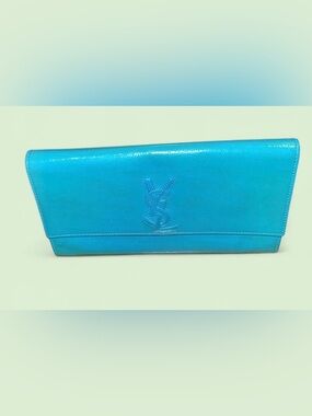 Yves Saint Laurent Turquoise Patent Leather Belle de Jour Flap Clutch
